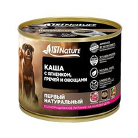 Влажный корм для собак 1STNature Каша с ягненком, гречей и овощами, Банка 525 г