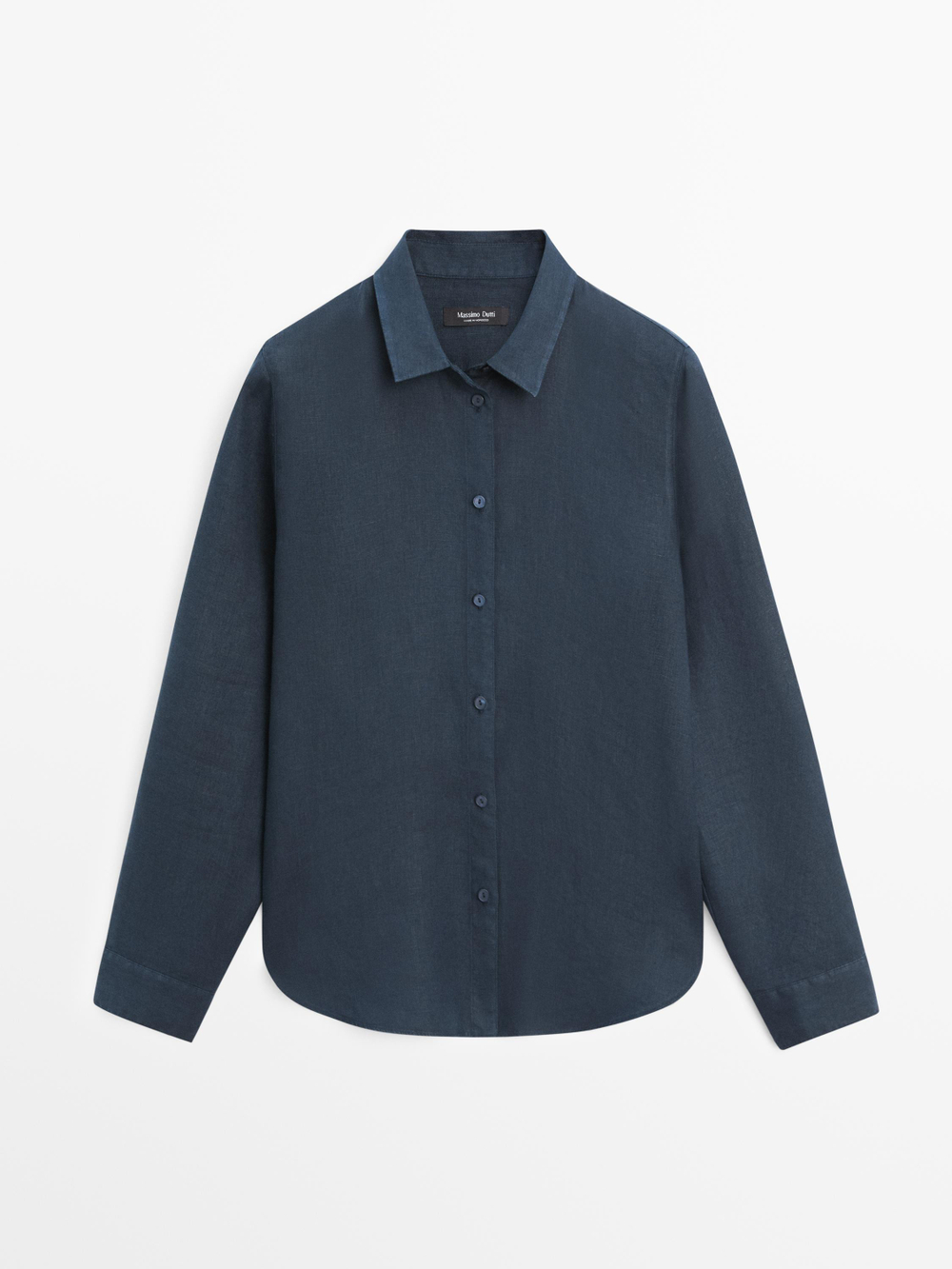 Massimo Dutti Свободная рубашка из 100% льна, темно-синий