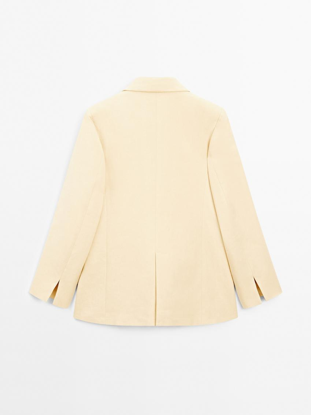 Massimo Dutti Блейзер из смесового льна, бежевый