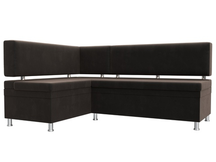 Диван кухонный угловой Стайл левый угол, Коричневый, Велюр, 111655L