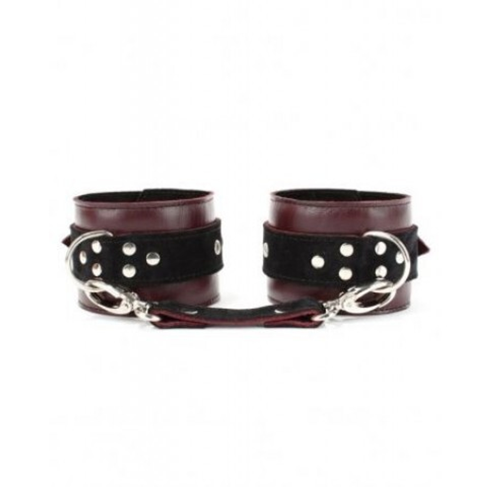 Наручники из натуральной кожи бордо