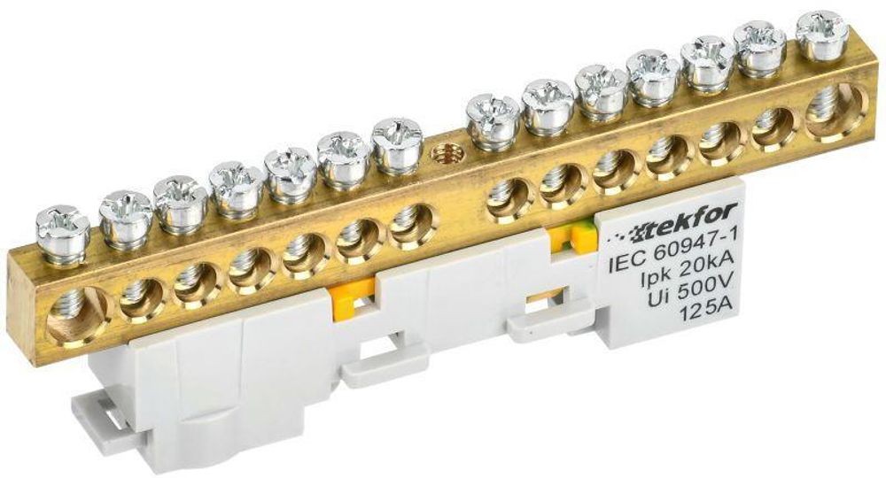 Шина PE &quot;земля&quot; неизол. на универс. держ. 8х12-14-Ж TEKFOR IEK TF-NN20-14-DL-K05