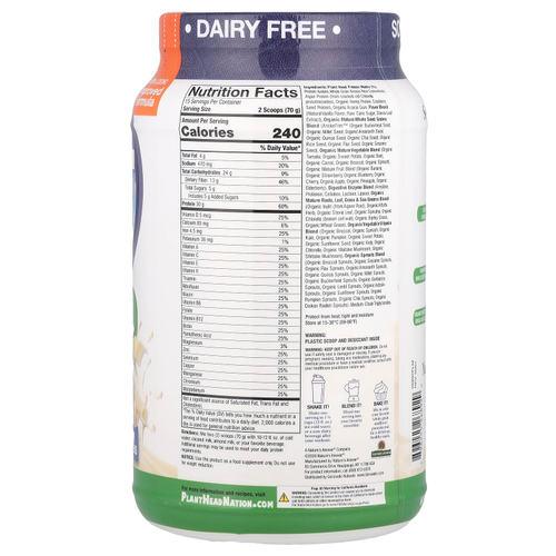 Genceutic Naturals, Plant Head, источник растительного белка, ваниль, 1050 г (2,3 фунта)