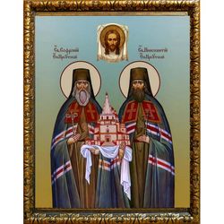 Софроний и Иннокентий Иркутские. Икона на холсте.