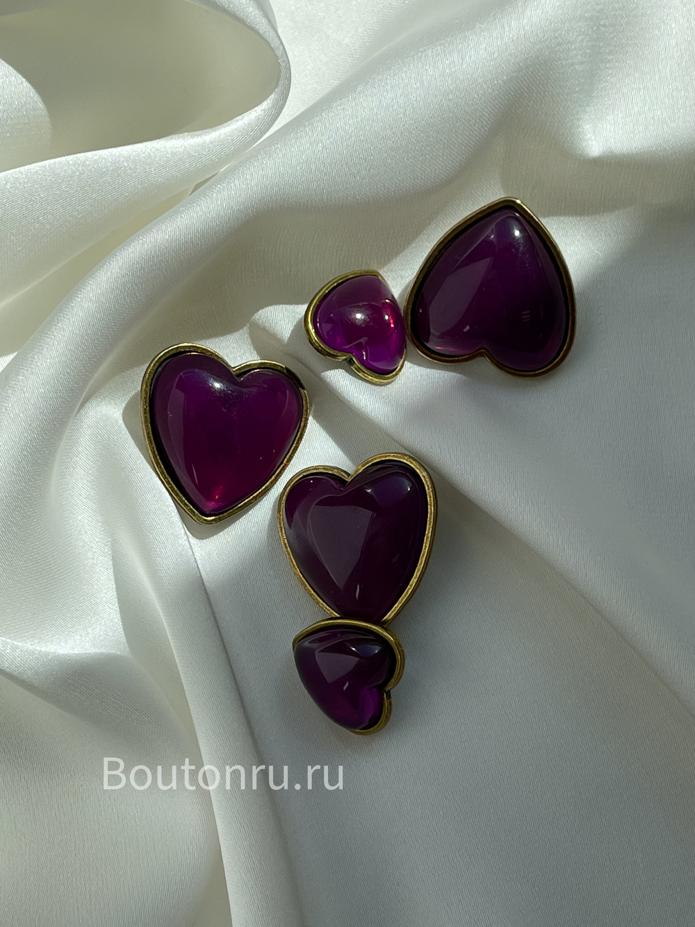 Пуговицы сиреневые сердечки