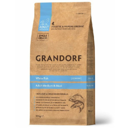 Grandorf 1кг White Fish Medium & Maxi Holistic для собак средних и крупных пород (низкое содержание зерна), с белой рыбой