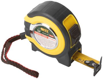 Рулетка прорезиненный корпус, двойной стопор "Техно"  5 м x 19 мм