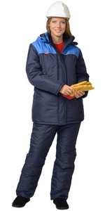 Костюм "Снежана" женский: куртка дл., п/комб. синий с васильковым тк. Таслан