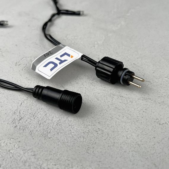 Светодиодная нить 100 синих LED ламп с мерцанием, 10 м., 24В., черный провод ПВХ, LTC (PST100BLW-11-1B)