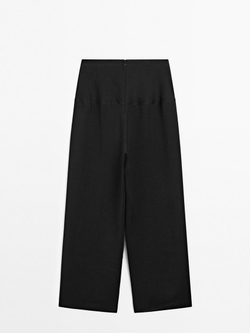 Massimo Dutti Брюки из льняной смеси с поясом-корсетом - Limited Edition, черный