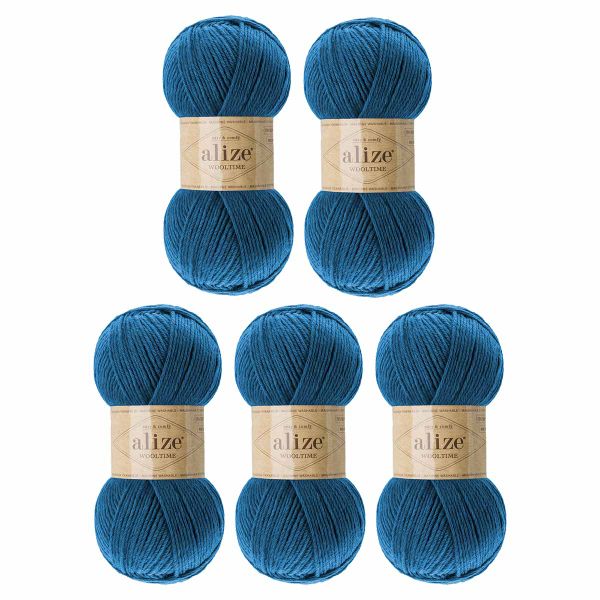 Пряжа Alize (Ализе) Wooltime / уп.5 мот. по 100 г, 200 м, 646 индиго бриз