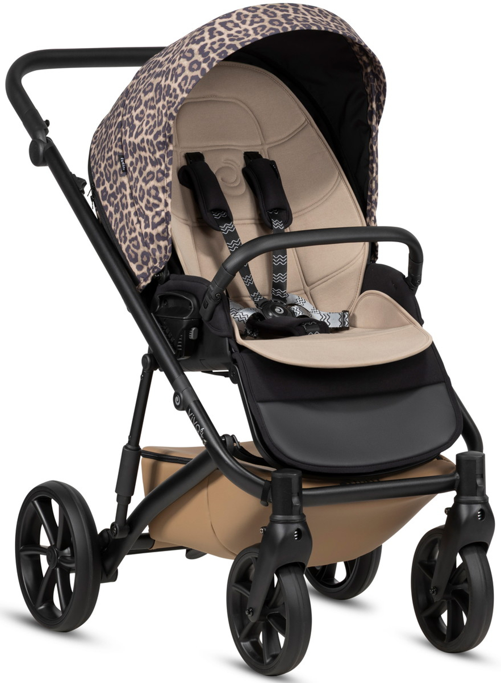 Детская коляска Tutis Viva 6 Plus Wild Elegance 4 в 1 с автокреслом Beno Beige и базой Savannah Brown