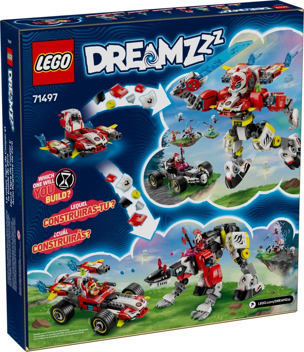 Конструктор LEGO DREAMZzz 71497 Робот-тигр Купера и Hot Rod машина Зеро