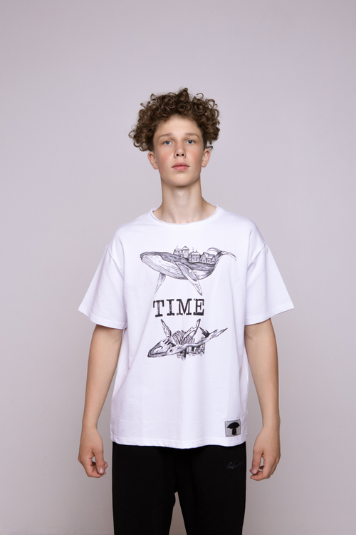 Футболка oversize с принтом «Whale.TIME»