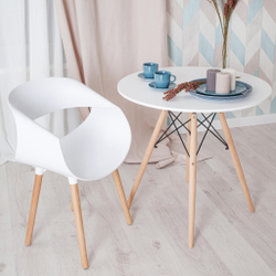 Стол CINDY NEXT (mod. 70-80 MDF) металл/мдф/бук, белый/натуральный, D80х75см