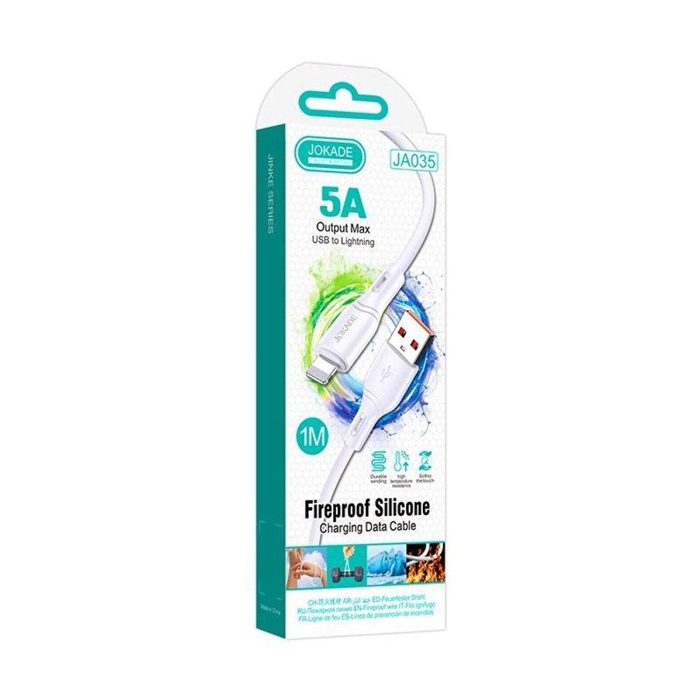 Кабель Jokade JA035 Lightning 5A силиконовый белый 1 м