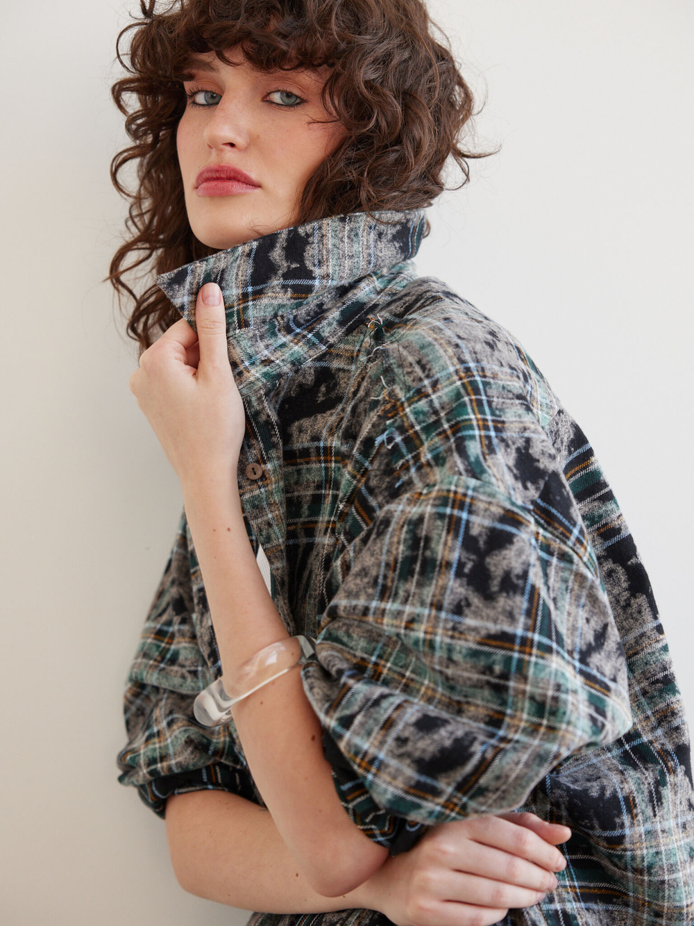 Рубашка Grunge, черно-зеленая