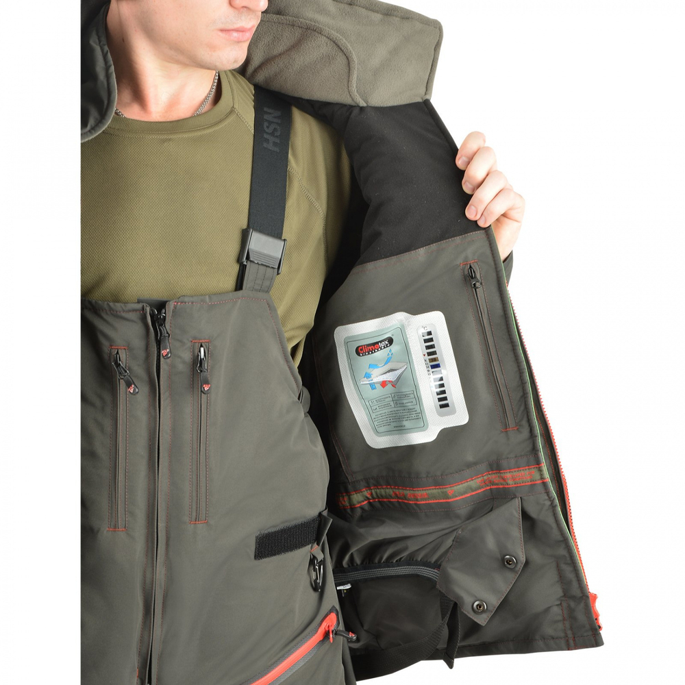 Зимний мужской костюм-поплавок ХСН Rescuer III NEW -45 (Hardguard) Зеленый (Красные молнии)