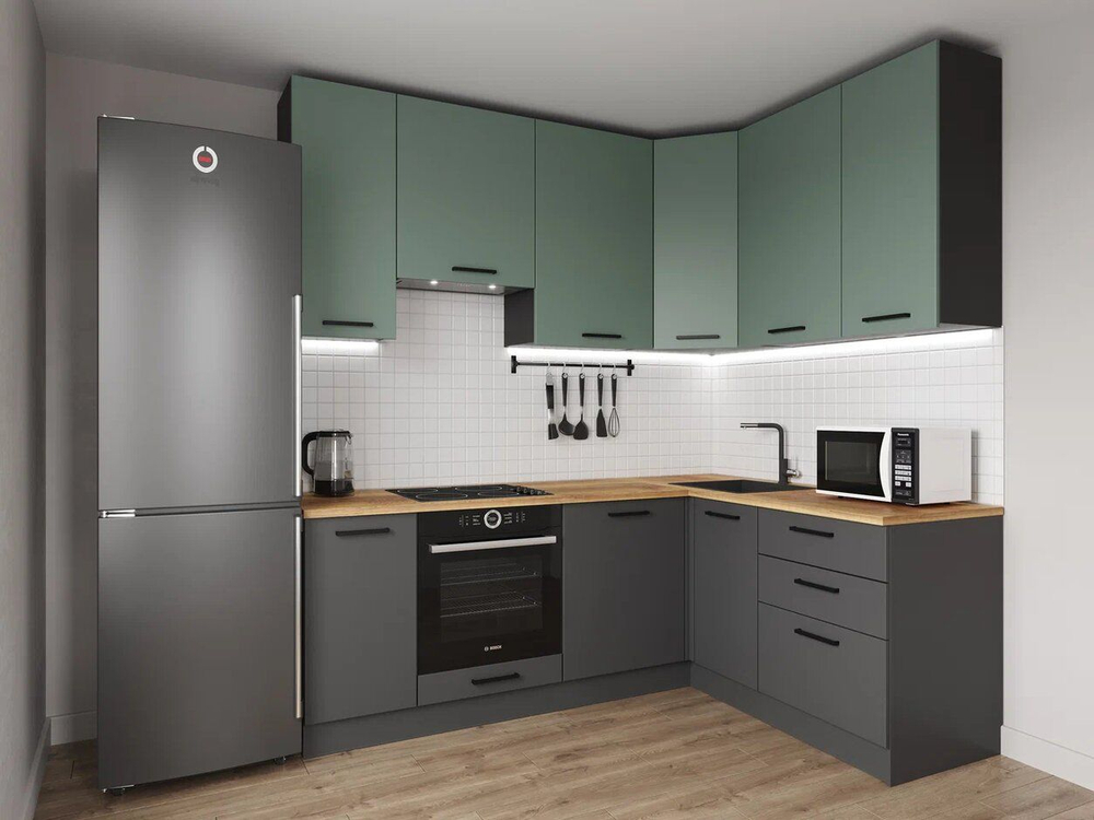 Кухонный гарнитур угловой Крафт 2200х1600 (38мм)