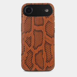 Чехол-накладка для iPhone 17 Air из кожи питона, цвета коньяк