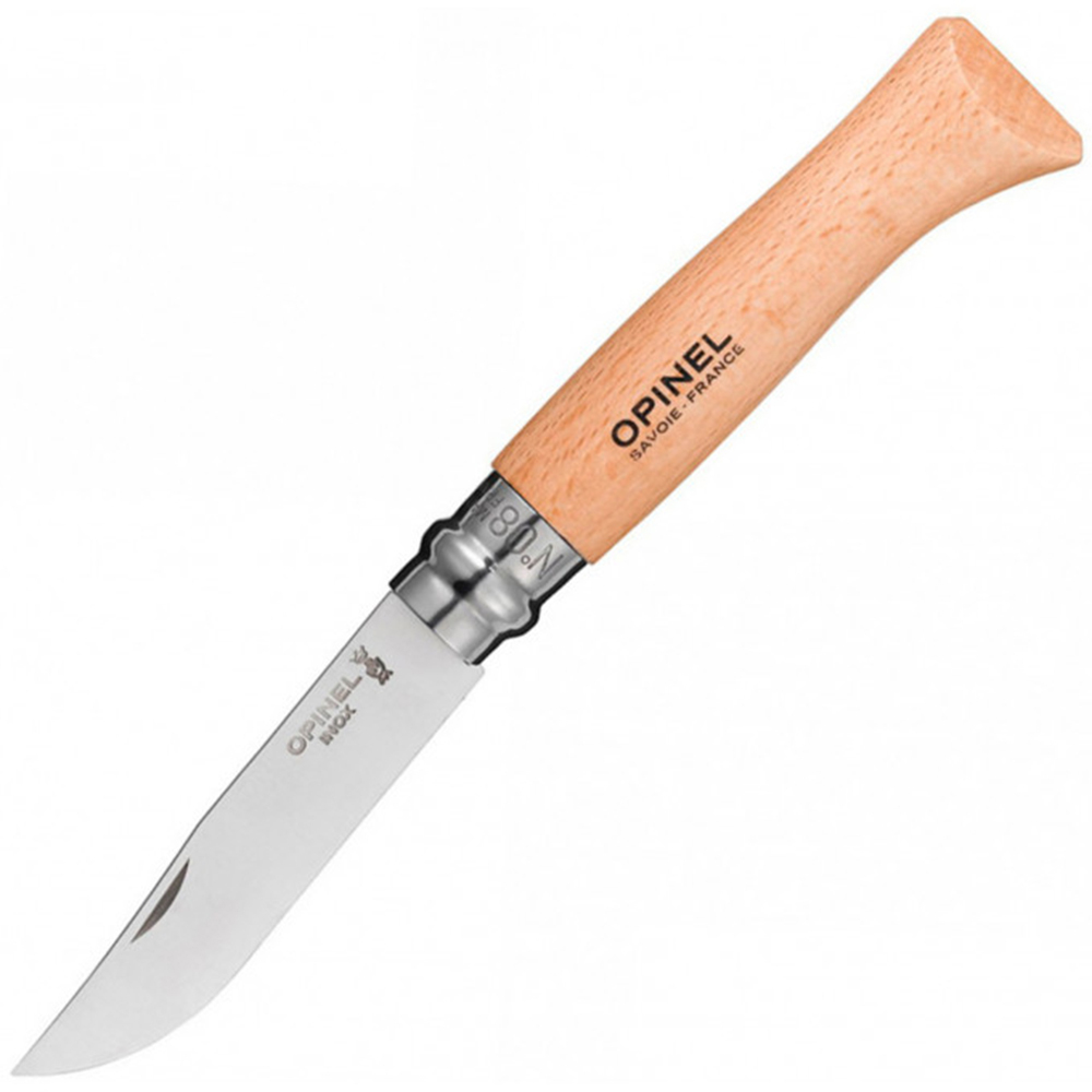 Нож Opinel №8, нержавеющая сталь, бук, блистер