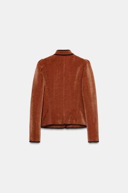 ZARA БЛЕЙЗЕР С КОНТРАСТНЫМИ КАНТАМИ, ЦВЕТ ЖЖЕНОГО АПЕЛЬСИНА