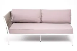 "Касабланка" правый модуль плетеный из роупа, каркас алюминий светло-серый (RAL7035) муар, роуп серо-коричневый 23мм, ткань бежевая 052