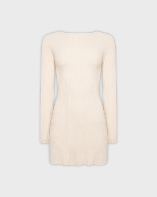 Платье вязаное мини с длинным рукавом