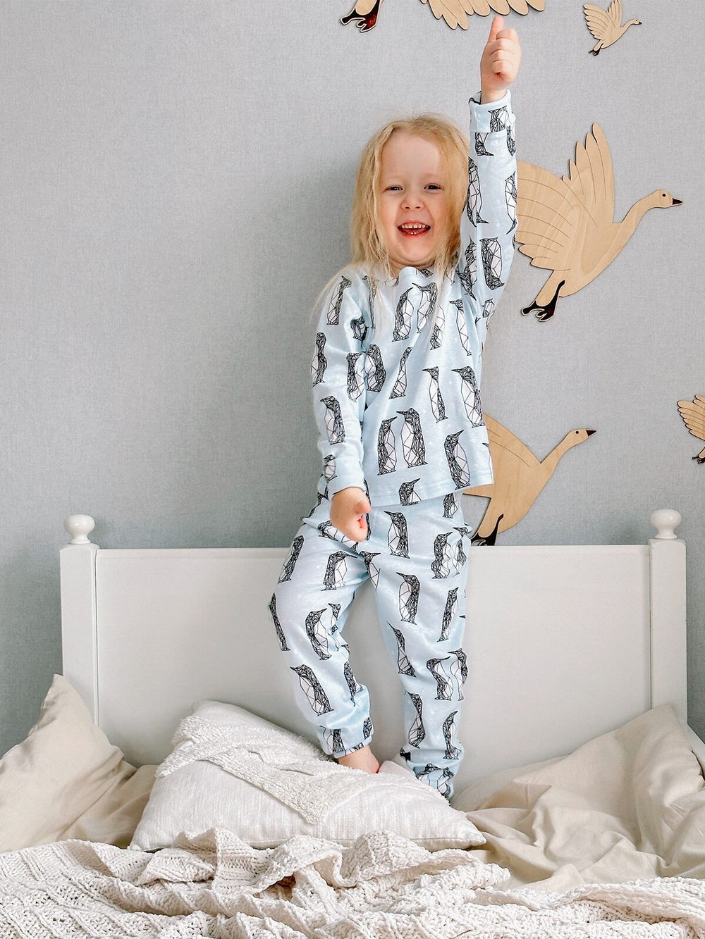 Пижама Mjölk Пингвины, на манжетах