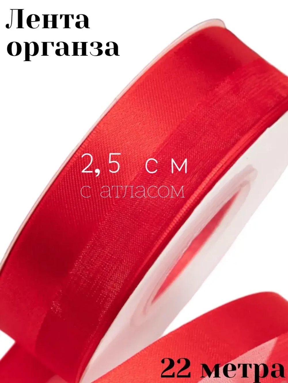 Лента органза 2,5 см с атласным краем