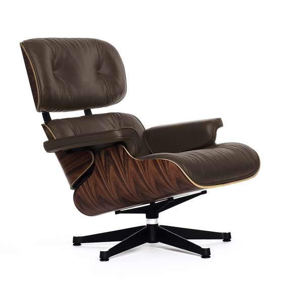 Культовое кресло с оттоманкой Eames Lounge из натуральной коричневой кож и палисандра | Купить в Hallberg.ru