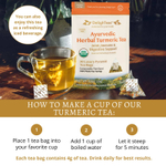 DelighTeas, Аюрведический травяной чай с куркумой, без кофеина, 30 роскошных чайных пакетиков в форме пирамидки, 120 г (4,2 унции)