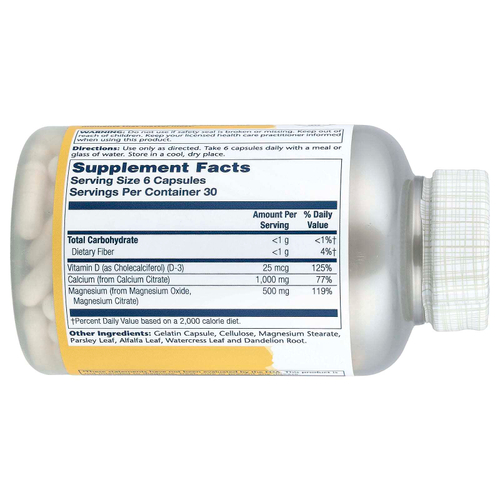 Solaray, цитрат кальция и магния с витамином D, в соотношении 2:1, 180 капсул