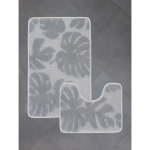 Комплект ковриков для ванной и туалета My Crystal серия Gold 50*60см, 60*100см серый, папоротник