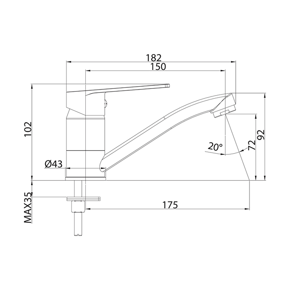 Смеситель для раковины 35к Milardo HELSBR0M01 "Helic" длин. пов. излив  ХРОМ