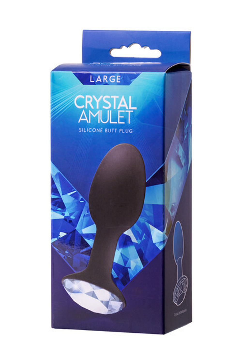 Силиконовая анальная втулка с прозрачным кристаллом в основании Crystal Amulet large (Цвет: черный с прозрачным)