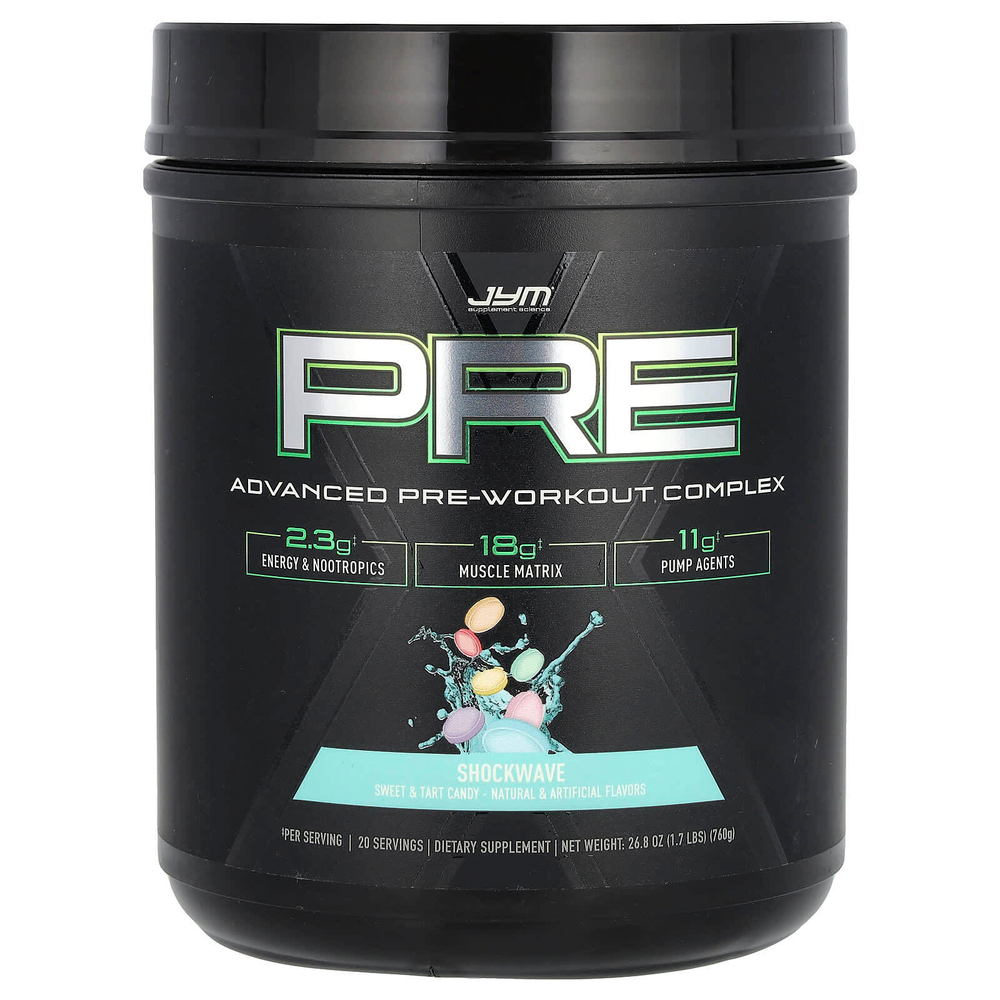 JYM Supplement Science, Pre JYM X, расширенный предтренировочный комплекс, Shockwave, 760 г (1,7 фунта)
