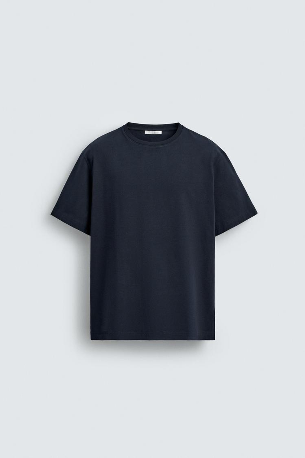 ZARA ФУТБОЛКА MEDIUM WEIGHT БАЗОВАЯ, МОРСКОЙ СИНИЙ