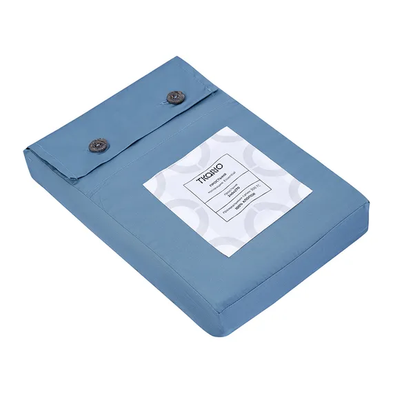 Простыня из премиального сатина джинсово-синего цвета из коллекции essential, 240х270 см