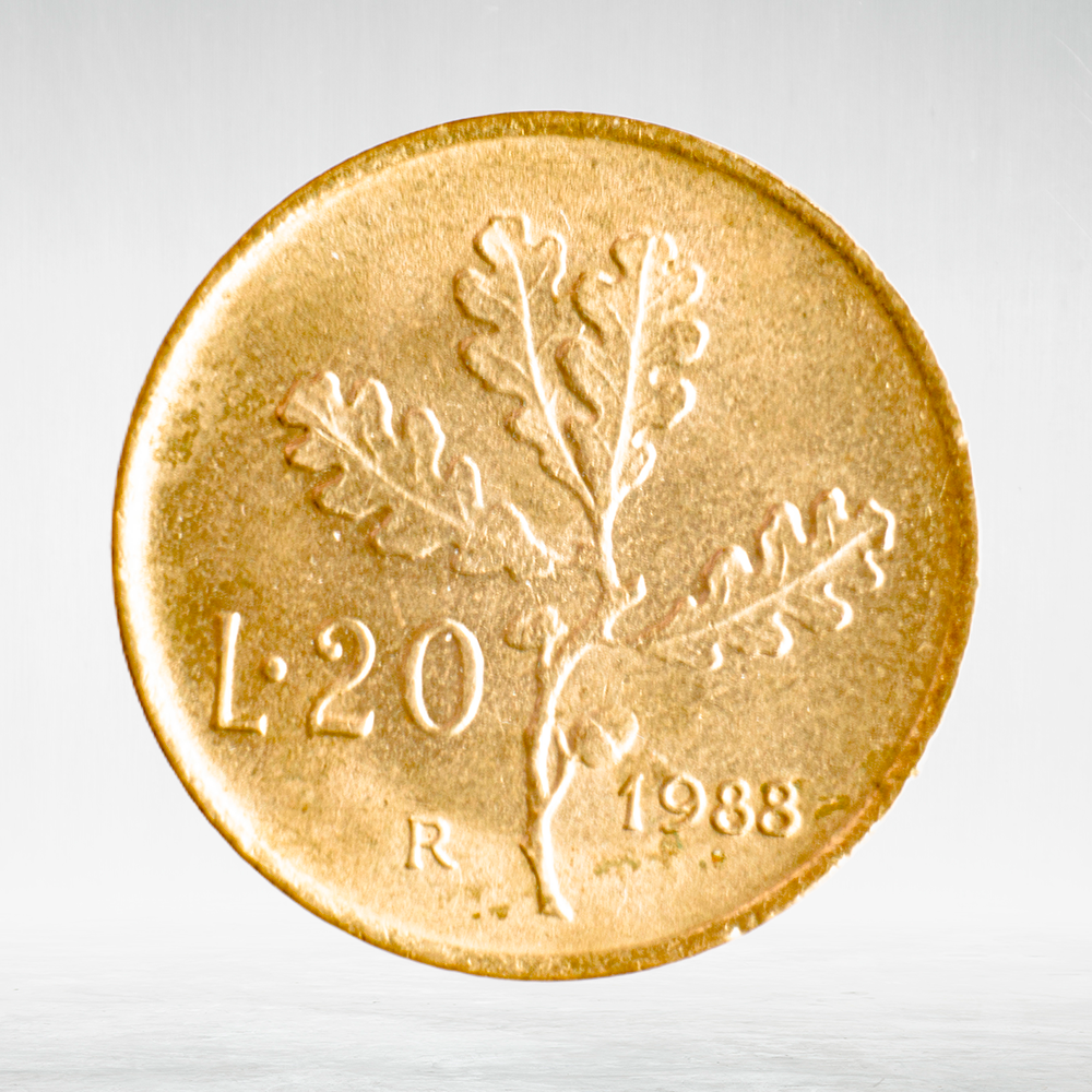 Italy 20 Lire 1988 R "Oak Branch", AU