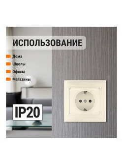 Розетка 2П+З с защ. шт. 16А 250В сл. кость "Таймыр" TDM