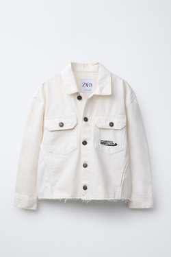ZARA ДЖИНСОВАЯ КУРТКА, ЭКРЮ
