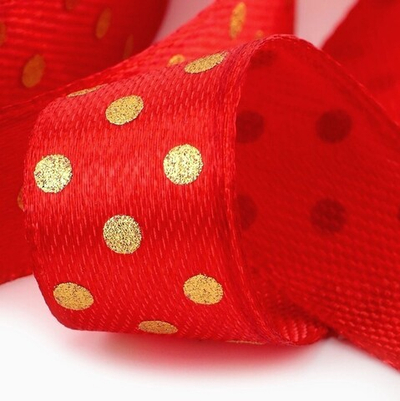 Атласная лента в горошек 15 мм