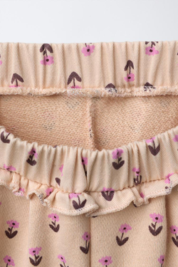 ZARA БРЮКИ BALLOON ИЗ ФУТЕРА С ЦВЕТОЧНЫМ ПРИНТОМ, ЦВЕТ СЛОНОВОЙ КОСТИ