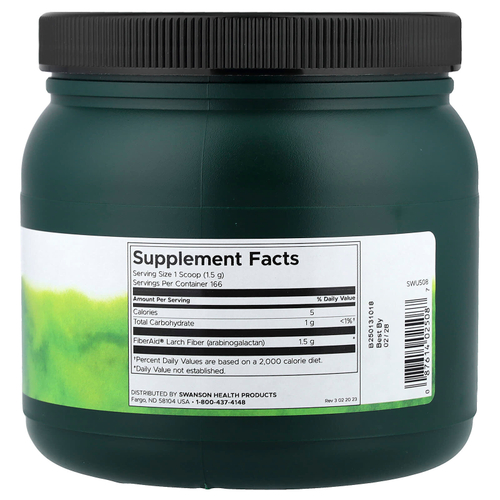 Swanson, арабиногалактан (AG), из лиственницы FiberAid®, 250 г (8,8 унции)