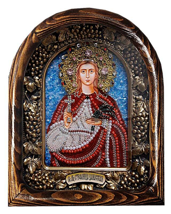 Дивеевская икона святая мученица Стефанида Дамасская, печать, бисер