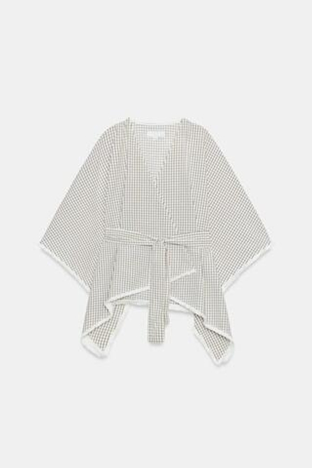 ZARA ЖИЛЕТ В КЛЕТКУ С НЕОБРАБОТАННЫМИ КРОМКАМИ, ЭКРЮ