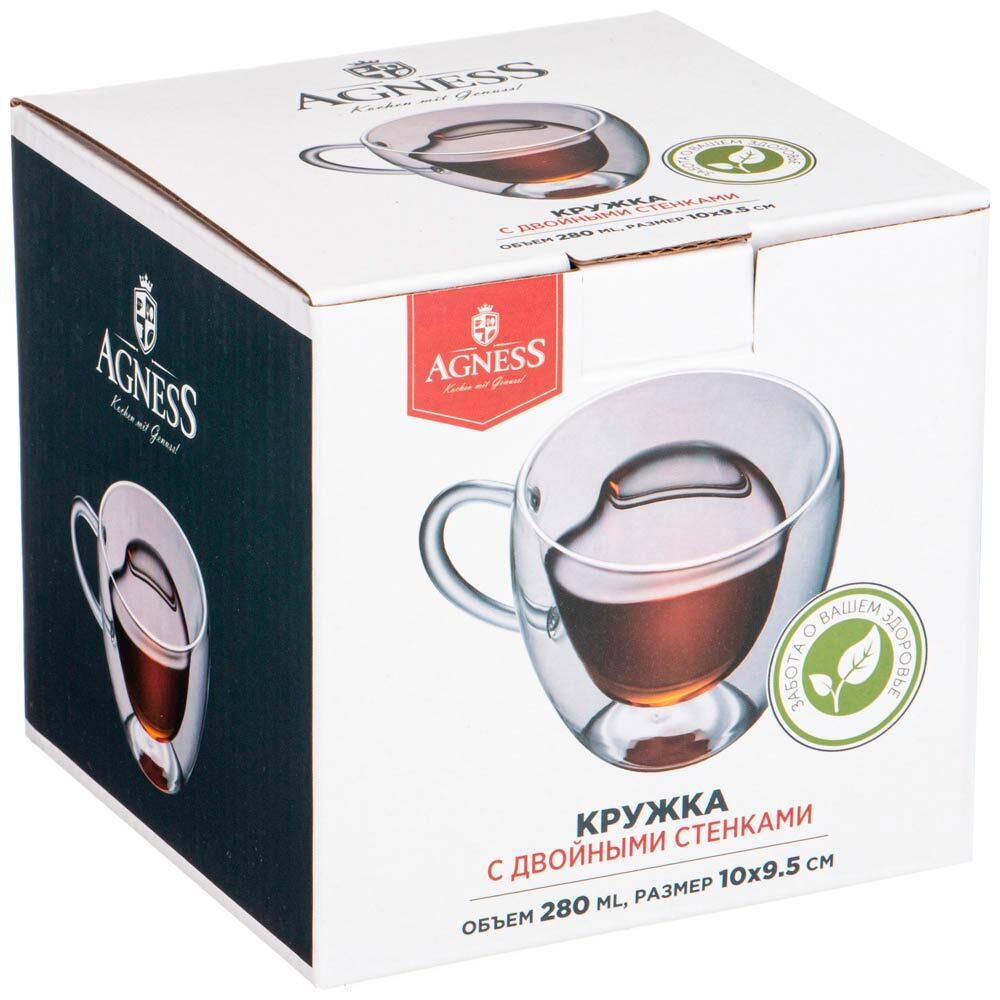 Кружка 280мл с двойными стенками "Double-wall" d10см, h9,5см