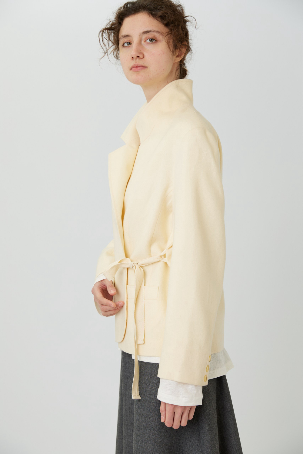 Винтажный жакет из молочной шерсти 