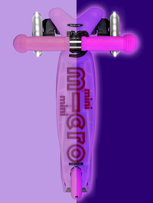 Самокат Mini Micro Deluxe Glow (светящийся) LED морозный розовый